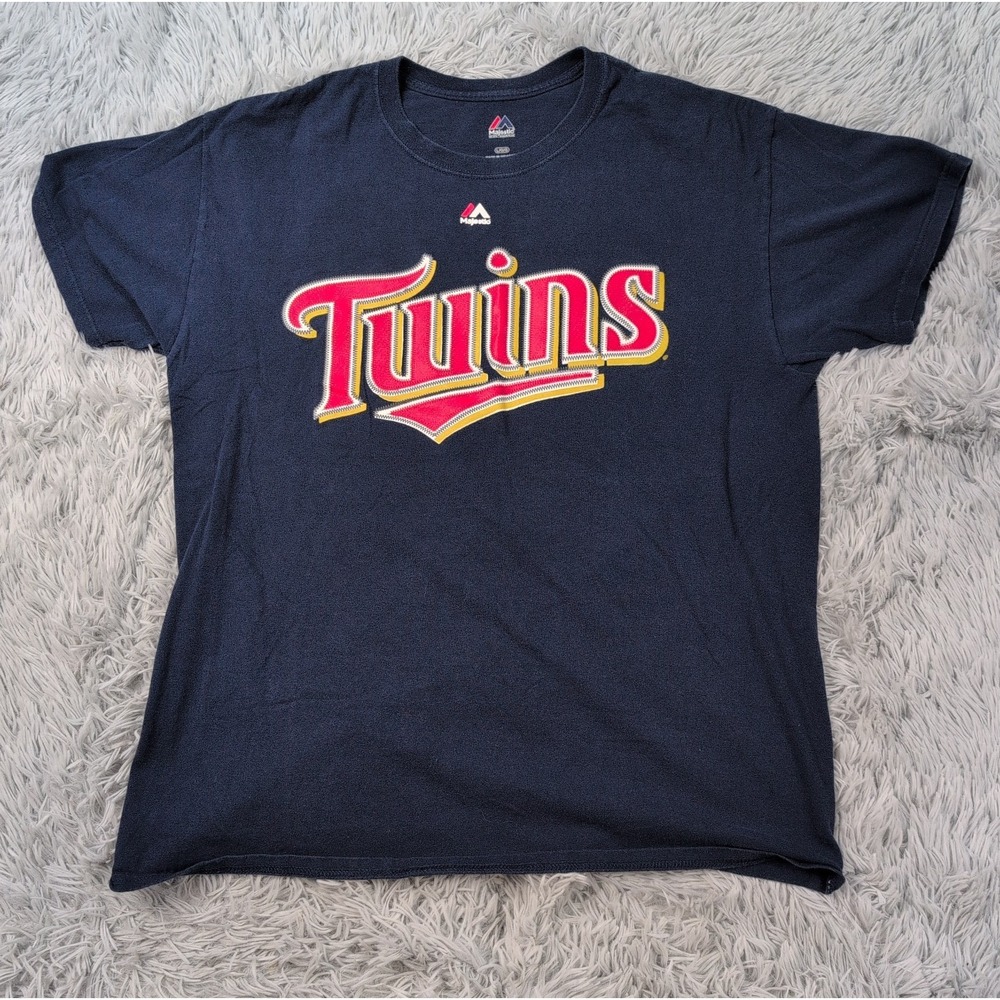 Minnesota Twins Shirt Womens L Blue Tee Baseball MLB Kepler #26 Majestic
